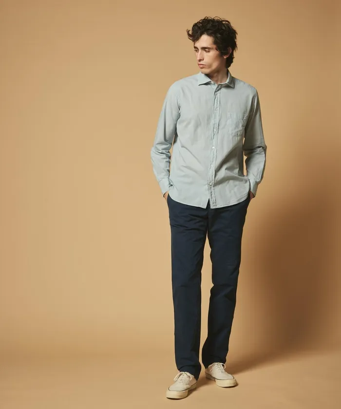 Men Hartford Shirts Celadon Light Pink Cotton Voile Paul Regular Shirt