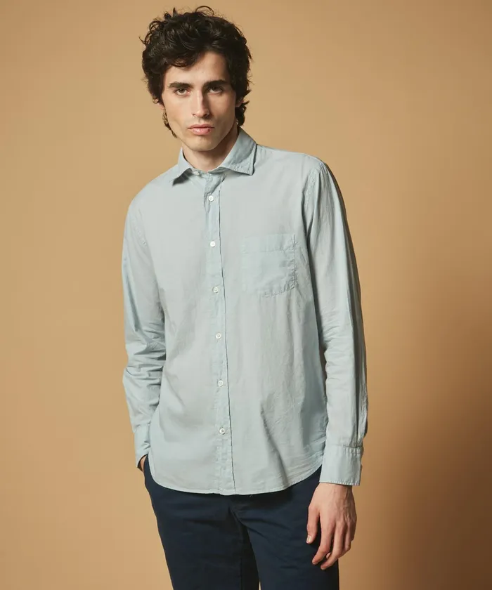Men Hartford Shirts Celadon Light Pink Cotton Voile Paul Regular Shirt