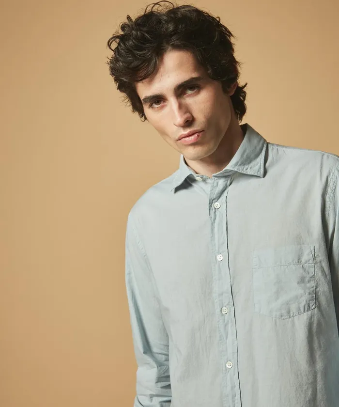 Men Hartford Shirts Celadon Light Pink Cotton Voile Paul Regular Shirt