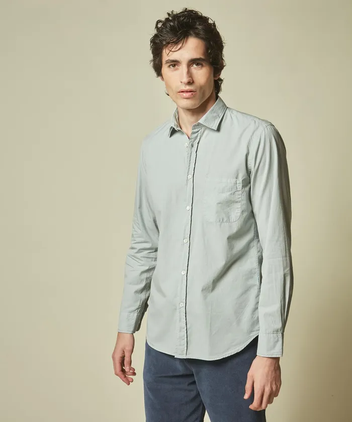 Men Hartford Shirts Celadon Twill Storm SlimFit Shirt