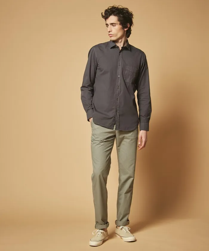 Men Hartford Shirts Graphite Twill Storm SlimFit Shirt