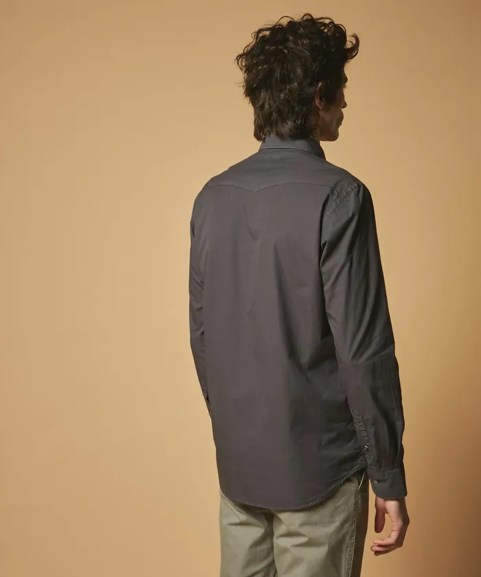 Men Hartford Shirts Graphite Twill Storm SlimFit Shirt