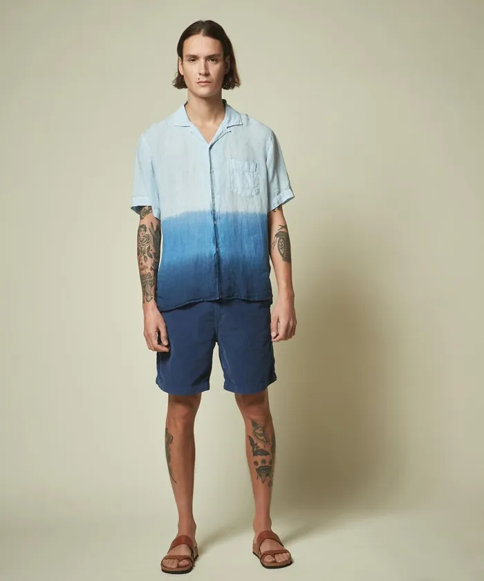 Men Hartford Shorts Blue Corduroy Gimmy Bermuda Shorts