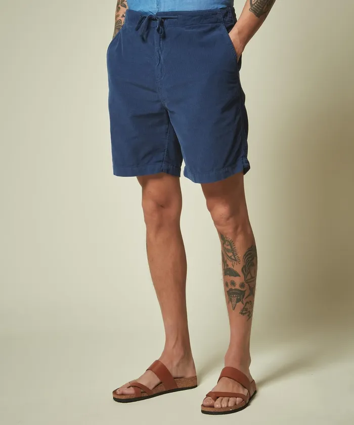 Men Hartford Shorts Blue Corduroy Gimmy Bermuda Shorts