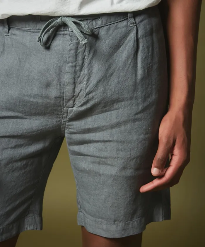 Men Hartford Shorts Blue Linen Tank Easy Shorts