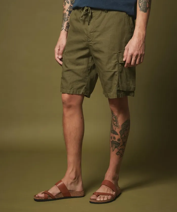 Men Hartford Shorts Green Cotton And Linen Tyler Bermuda Shorts
