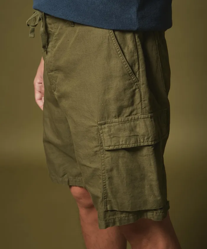 Men Hartford Shorts Green Cotton And Linen Tyler Bermuda Shorts