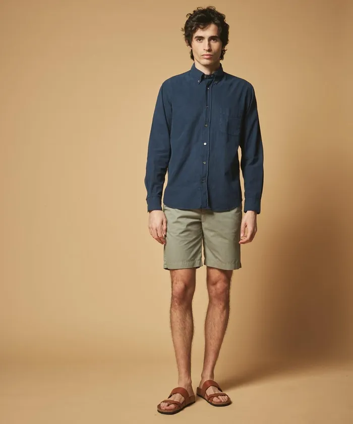 Men Hartford Shorts GreyGreen Cotton Twill Bobby Bermuda Shorts