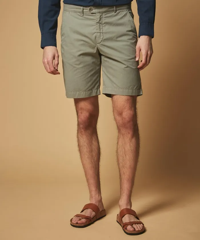 Men Hartford Shorts GreyGreen Cotton Twill Bobby Bermuda Shorts