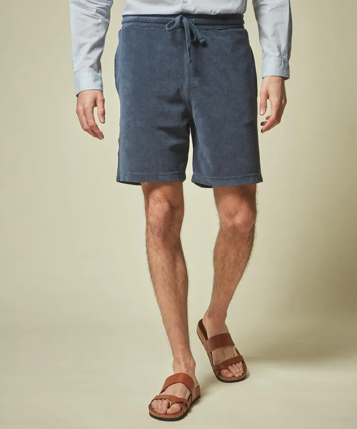 Men Hartford Shorts Petrol Blue Towelling Bermuda Shorts