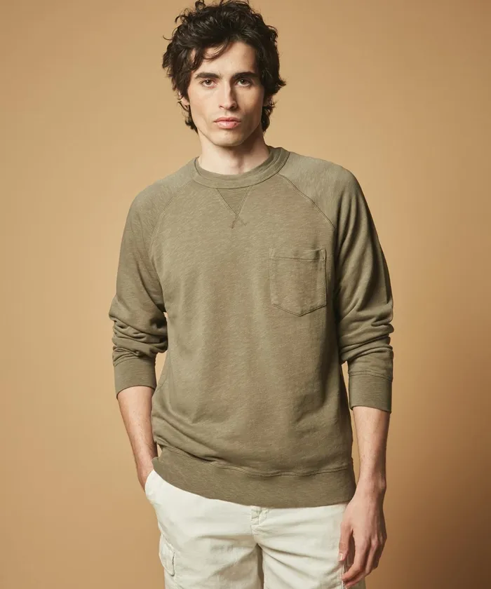 Men Hartford Sweaters Green French Terry Sweatshirt