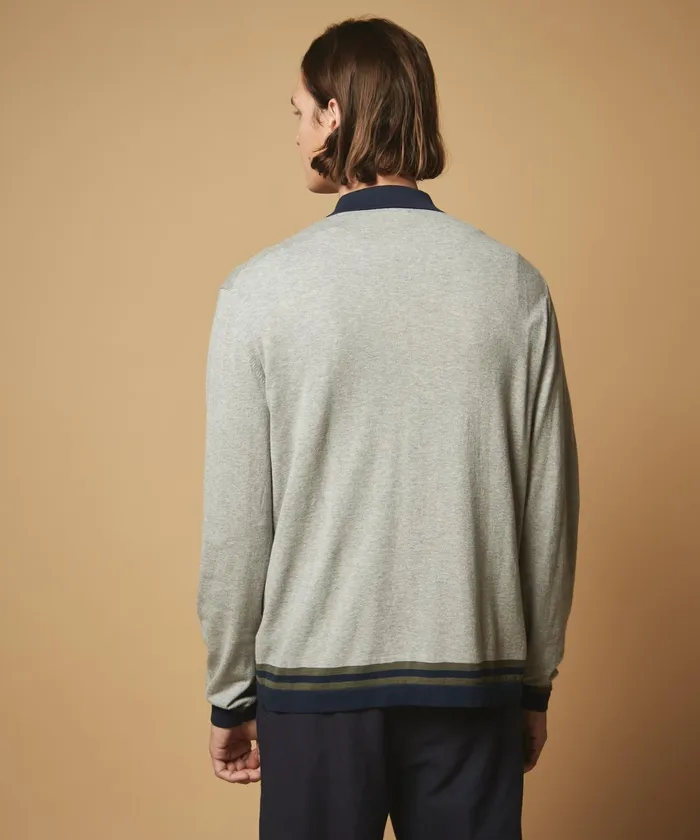 Men Hartford Sweaters Heather Grey Cardigan In Light Cotton Jersey