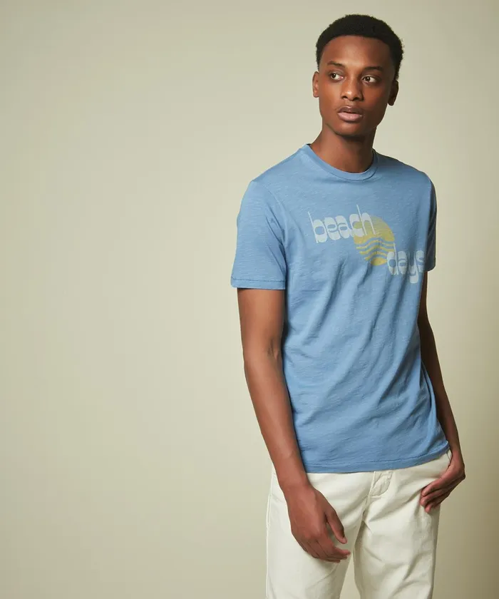 Men Hartford TShirts and Polos Beach Days Print Chambray TeeShirt
