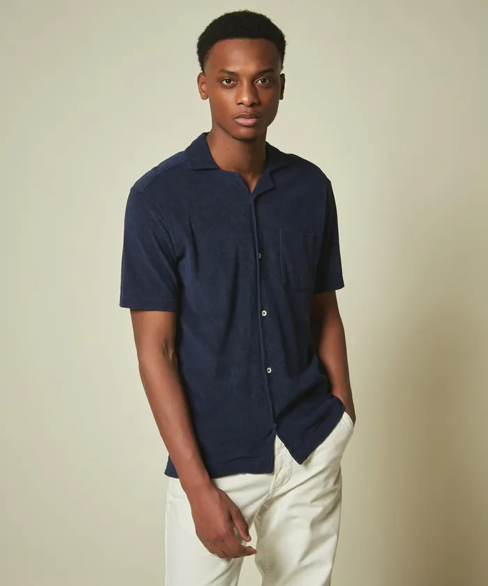 Men Hartford TShirts and Polos Blue Towelling Chemisette