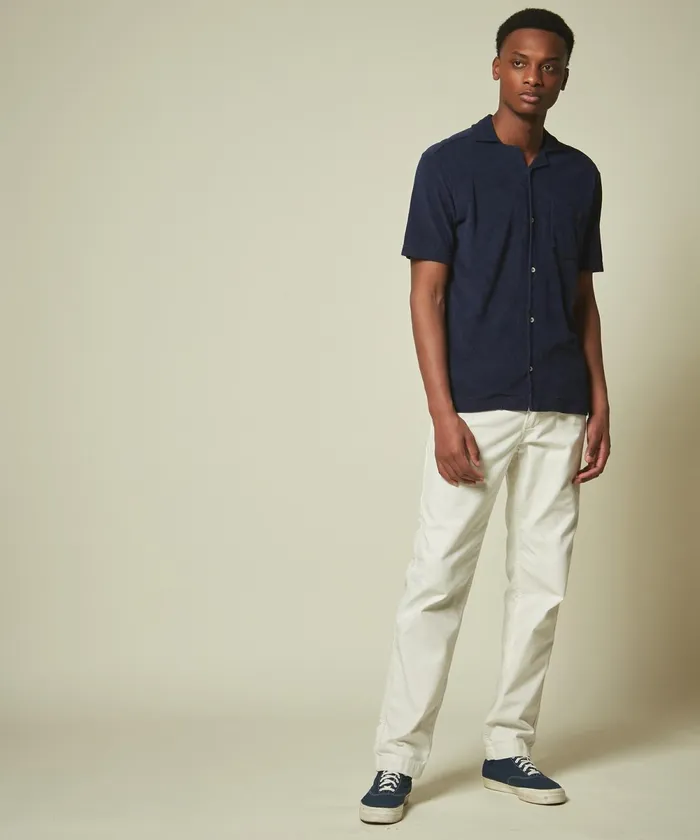 Men Hartford TShirts and Polos Blue Towelling Chemisette
