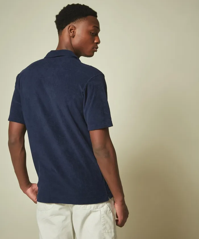 Men Hartford TShirts and Polos Blue Towelling Chemisette