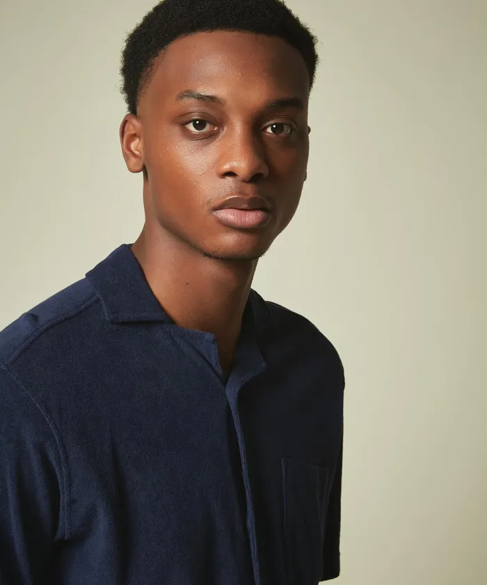 Men Hartford TShirts and Polos Blue Towelling Chemisette