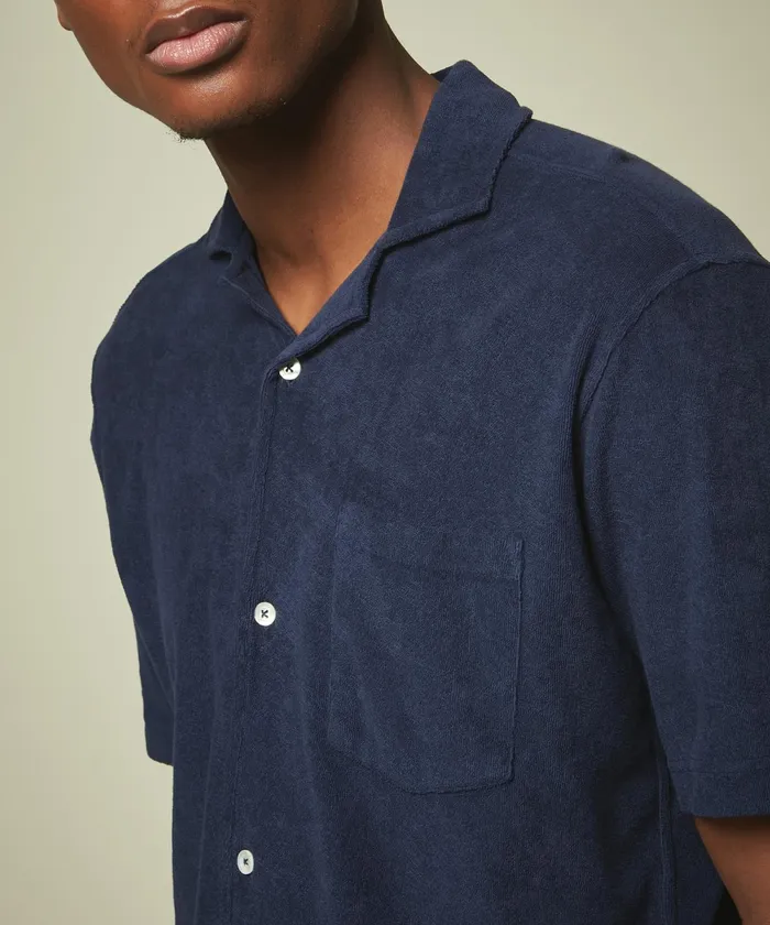 Men Hartford TShirts and Polos Blue Towelling Chemisette