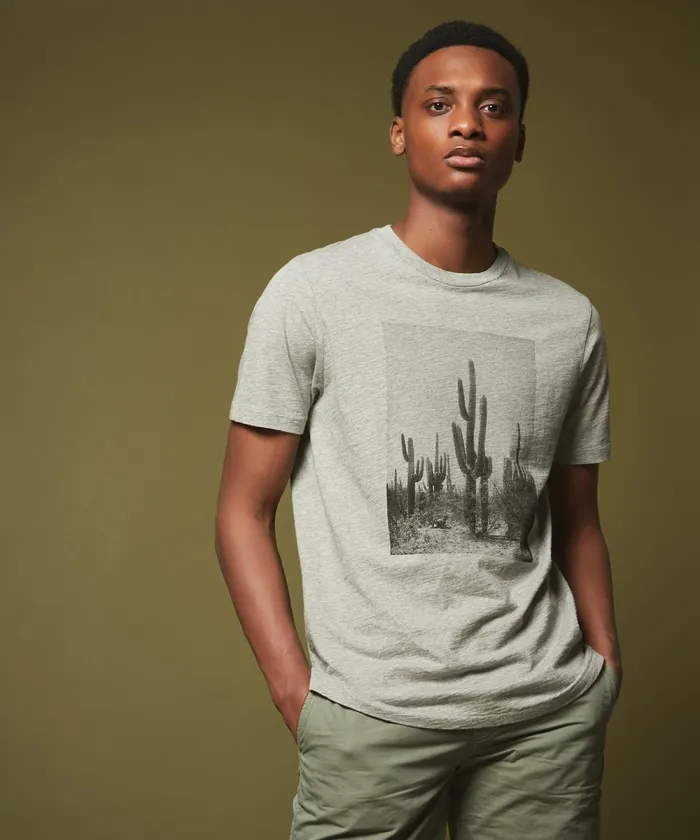 Men Hartford TShirts and Polos Cactus Print Grey TeeShirt