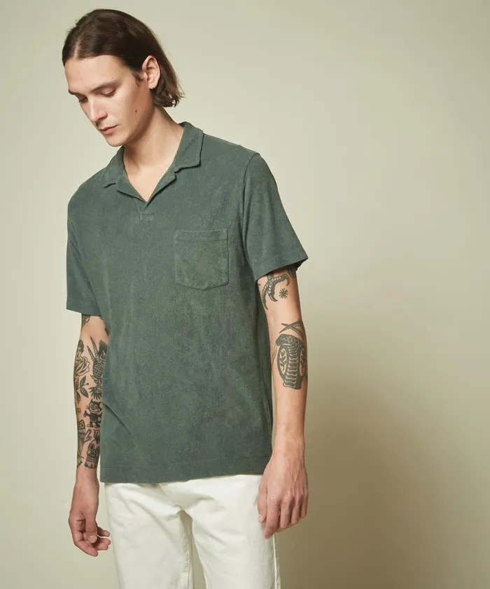 Men Hartford TShirts and Polos Forest Green Towelling Polo
