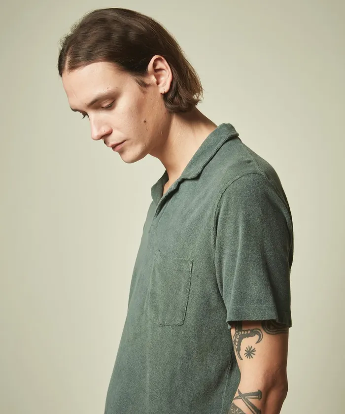 Men Hartford TShirts and Polos Forest Green Towelling Polo