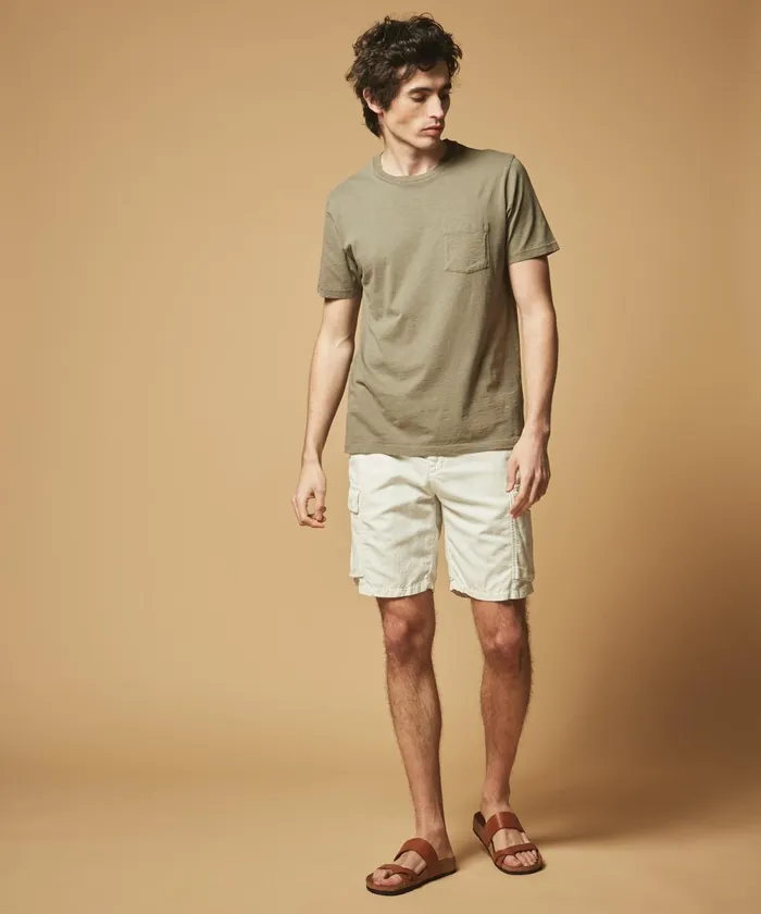 Men Hartford TShirts and Polos Olive Slub Cotton Pocket Tee
