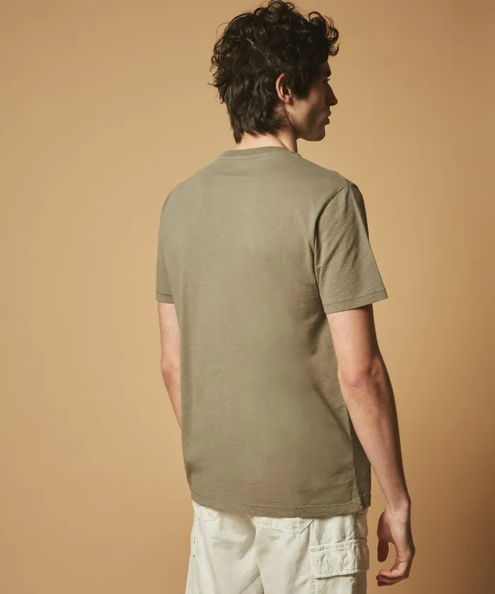 Men Hartford TShirts and Polos Olive Slub Cotton Pocket Tee