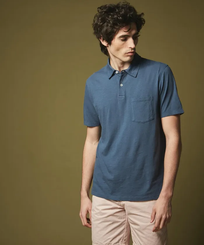 Men Hartford TShirts and Polos Petrol Blue Slub Jersey Polo