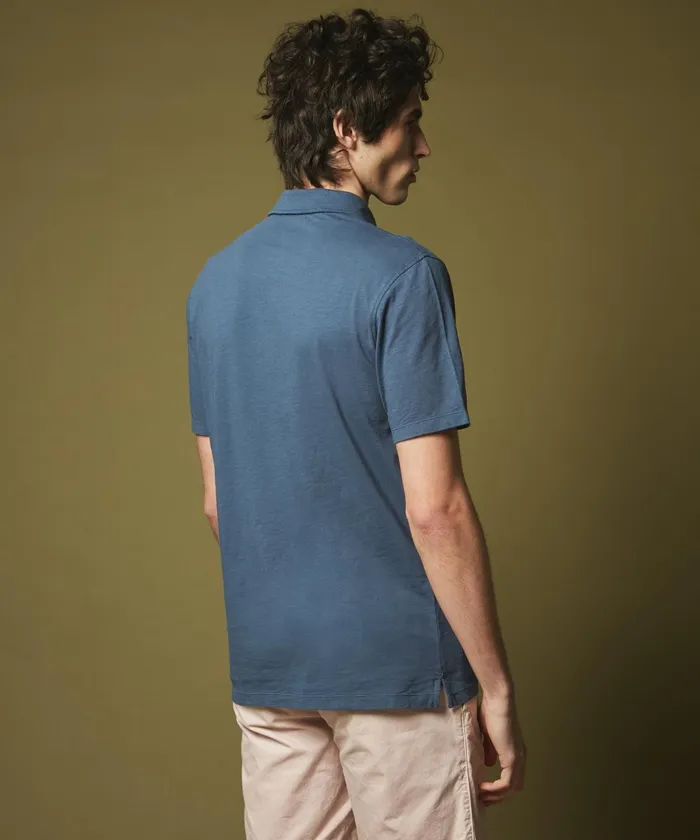 Men Hartford TShirts and Polos Petrol Blue Slub Jersey Polo