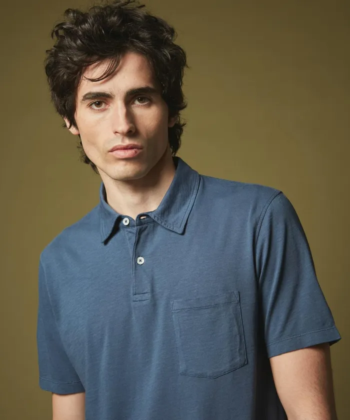 Men Hartford TShirts and Polos Petrol Blue Slub Jersey Polo