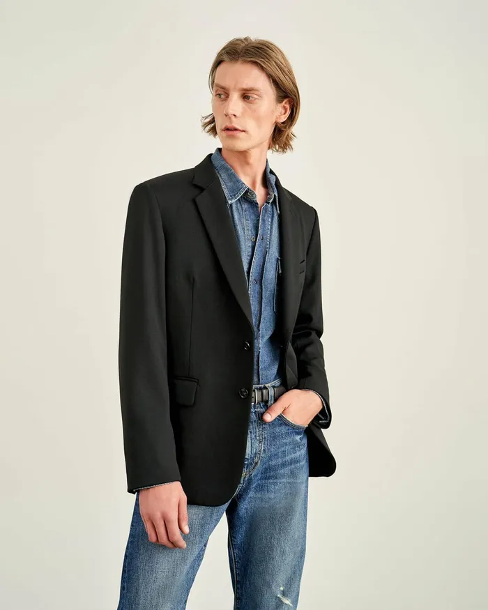Men Jackets and Coats Nili Lotan DANIEL BLAZER Black
