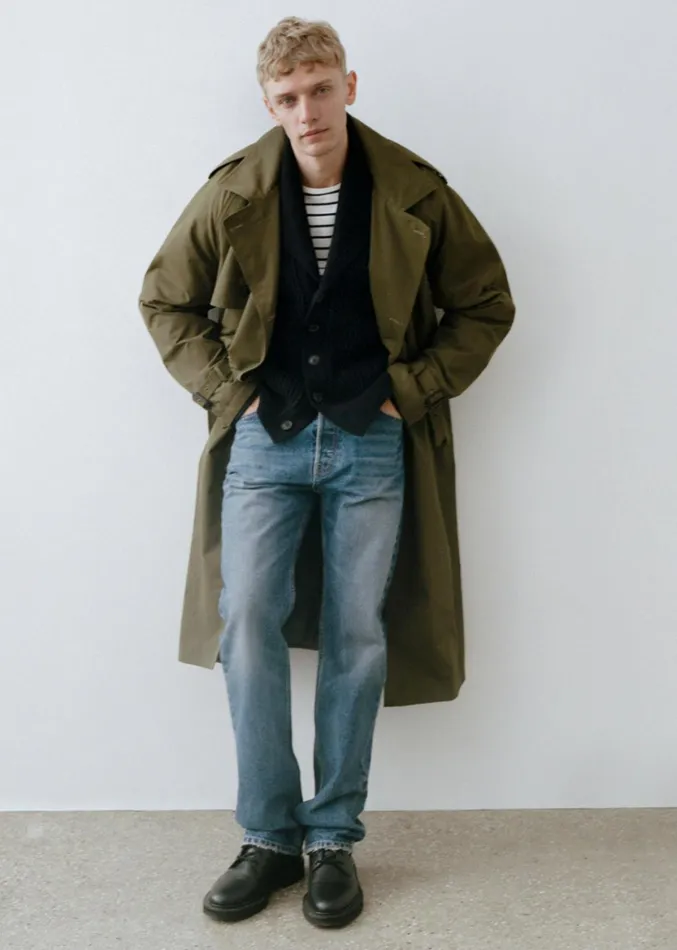 Men Jackets and Coats Nili Lotan KIERAN TRENCH COAT Olive Green