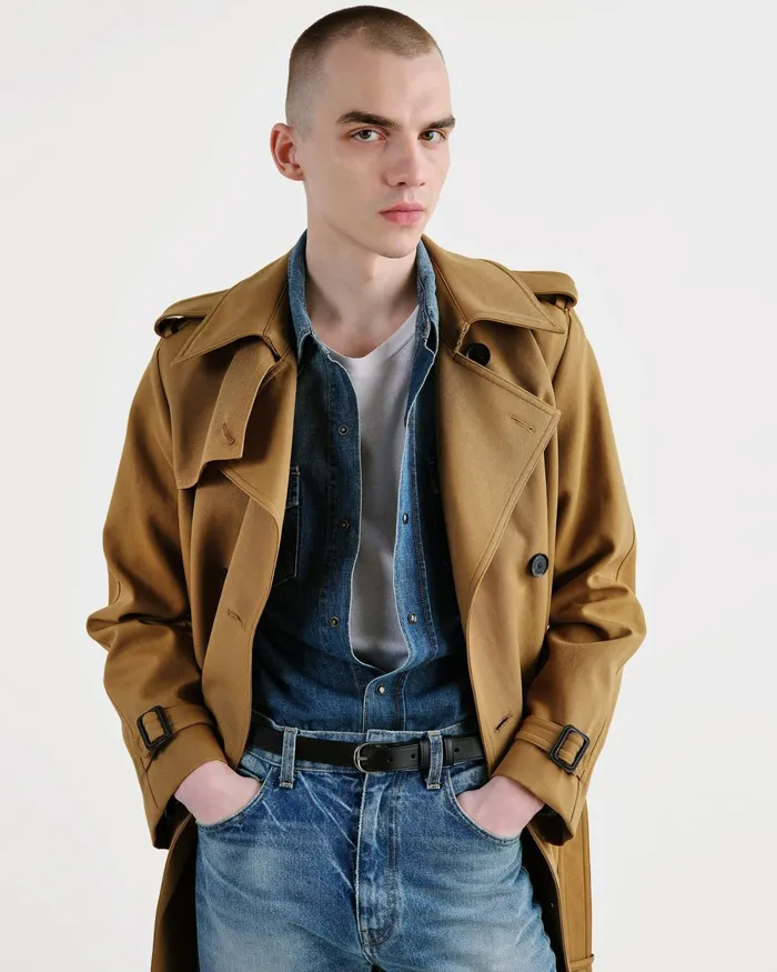 Men Jackets and Coats Nili Lotan TRENTON TRENCH COAT Black
