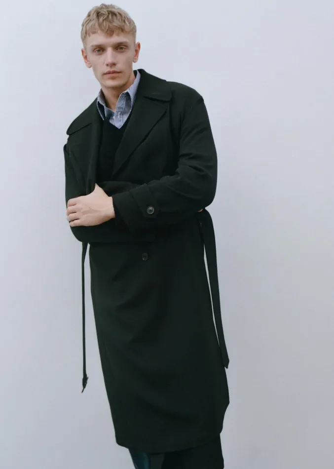 Men Jackets and Coats Nili Lotan TRENTON TRENCH COAT Black