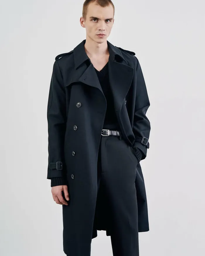 Men Jackets and Coats Nili Lotan TRENTON TRENCH COAT Black