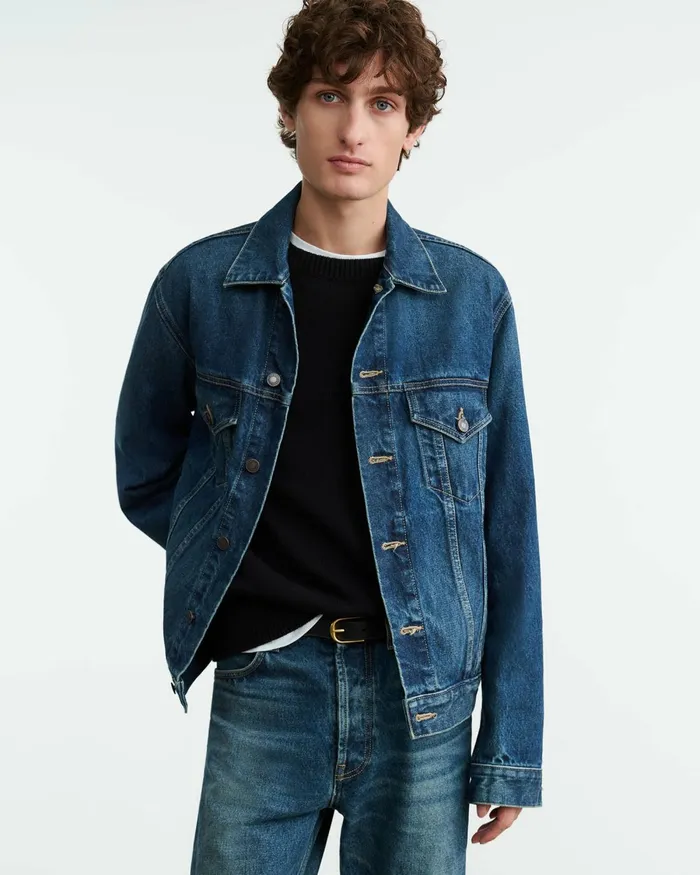 Men Jackets and Coats Nili Lotan ZACHARY DENIM JACKET Simon Wash
