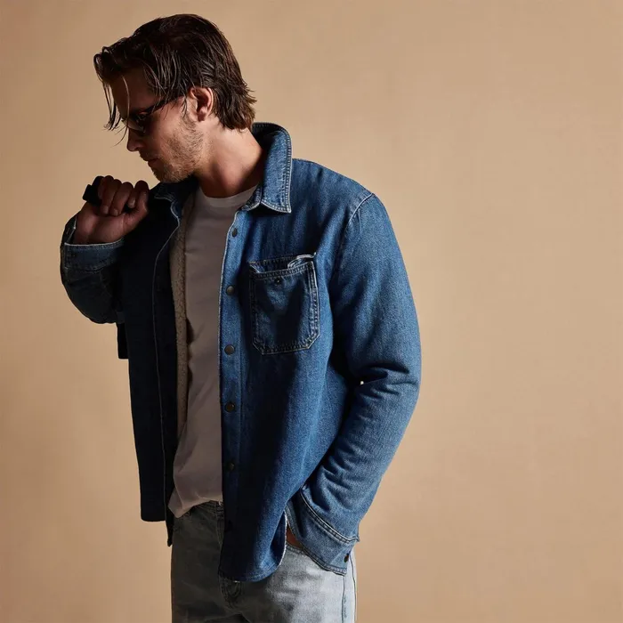 Men JacketsOuterwear James Perse Denim Sherpa Jacket Indigo