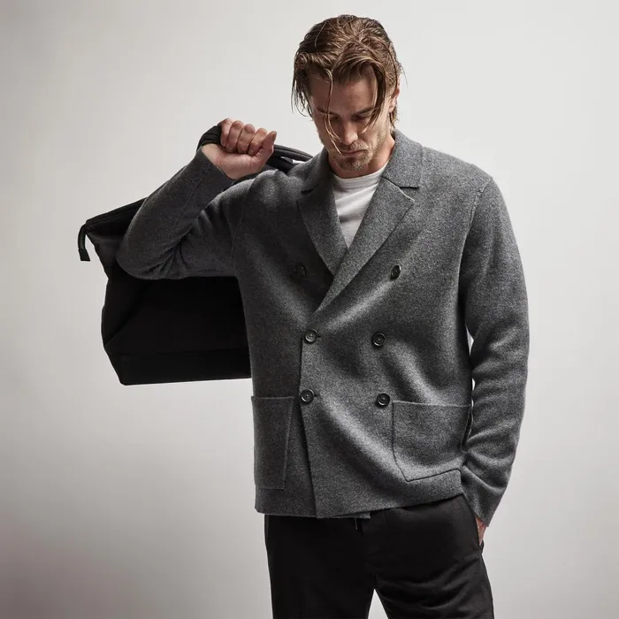 Men JacketsOuterwear James Perse Double Breasted Cashmere Blazer Flannel