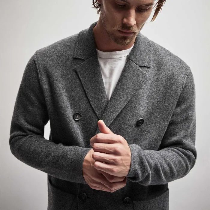 Men JacketsOuterwear James Perse Double Breasted Cashmere Blazer Flannel