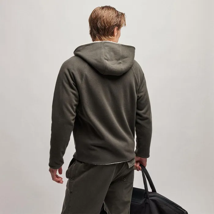 Men JacketsOuterwear James Perse Sherpa Lined Scuba Hoodie Dark Olivecream