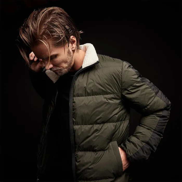 Men JacketsOuterwear James Perse Side Stripe Puffer Jacket Oliveblack