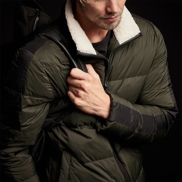 Men JacketsOuterwear James Perse Side Stripe Puffer Jacket Oliveblack