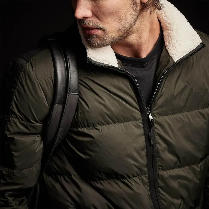 Men JacketsOuterwear James Perse Side Stripe Puffer Jacket Oliveblack
