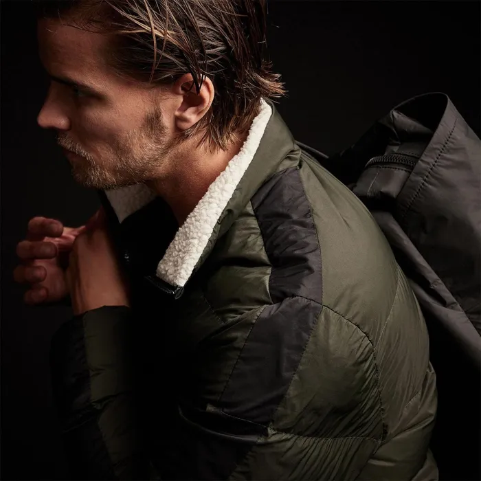 Men JacketsOuterwear James Perse Side Stripe Puffer Jacket Oliveblack