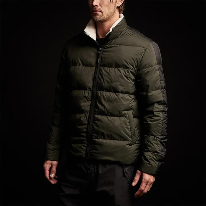 Men JacketsOuterwear James Perse Side Stripe Puffer Jacket Oliveblack