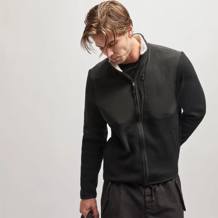 Men JacketsOuterwear James Perse Wool Jersey Mixed Media Jacket Black
