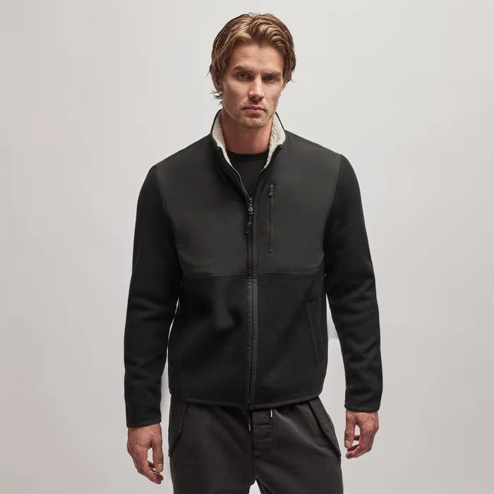 Men JacketsOuterwear James Perse Wool Jersey Mixed Media Jacket Black