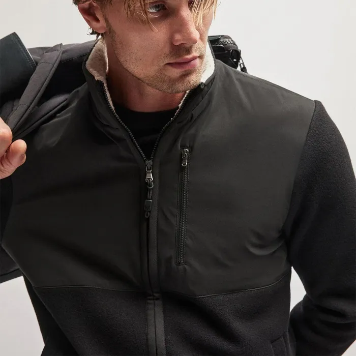 Men JacketsOuterwear James Perse Wool Jersey Mixed Media Jacket Black