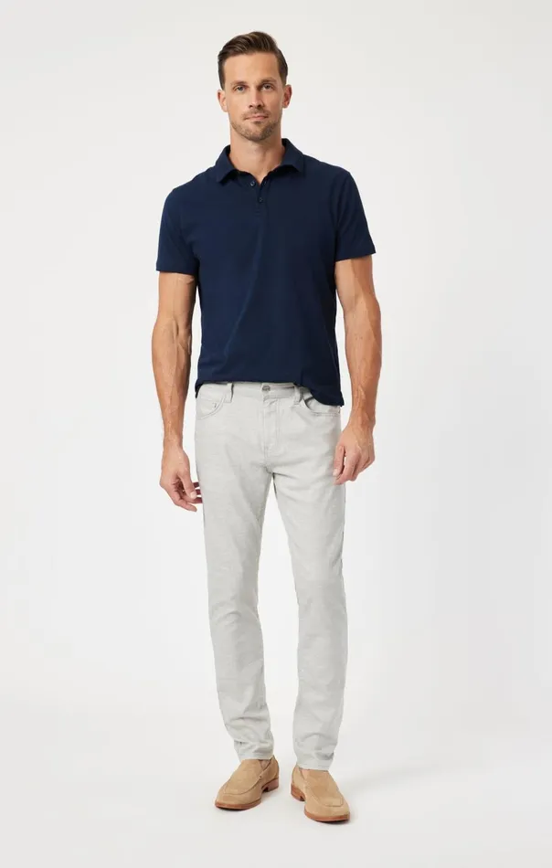 Men Jake Slim Leg In Light Grey Linen Mavi Jeans Pants