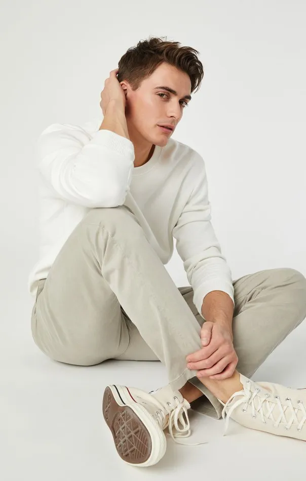 Men Johnny Slim Leg Chino In Stone Grey Sateen Twill Mavi Jeans Pants